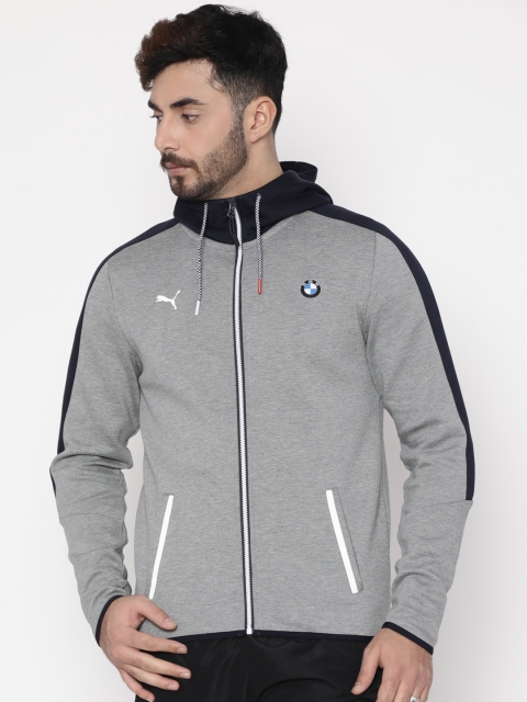 

Puma Men Grey Solid BMW MSP T7 Hooded Sporty Sweat Jacket