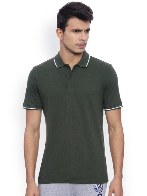 

Puma Men Olive Green ESS Tipping Solid Polo Collar T-shirt