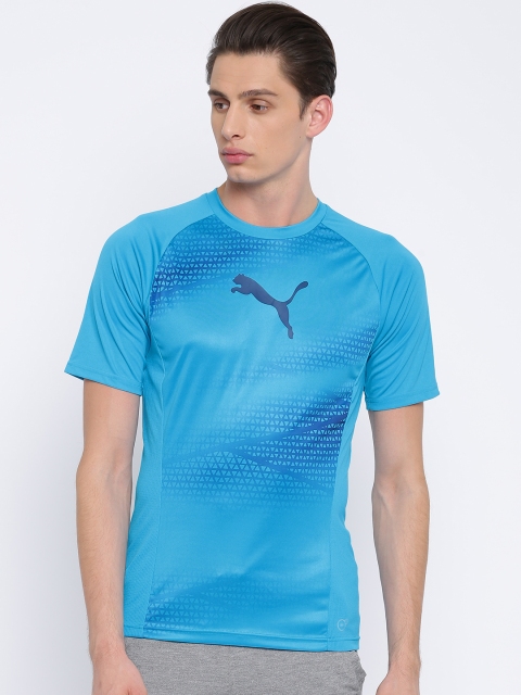 

Puma Men Blue Printed Round Neck evoTRG T-shirt