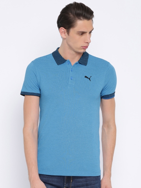 

Puma Men Blue Solid Polo Collar T-shirt