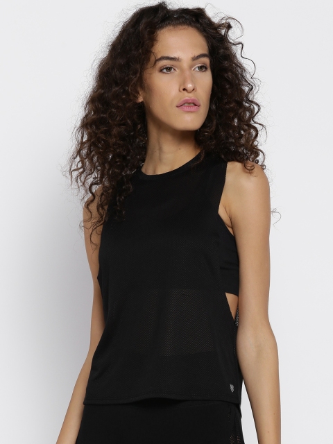 

FOREVER 21 Women Black Solid Mesh Top