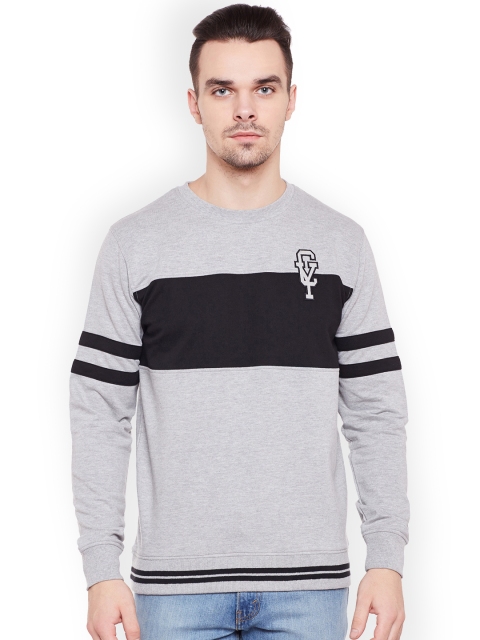 

Club York Men Grey & Black Colourblocked Sweatshirt