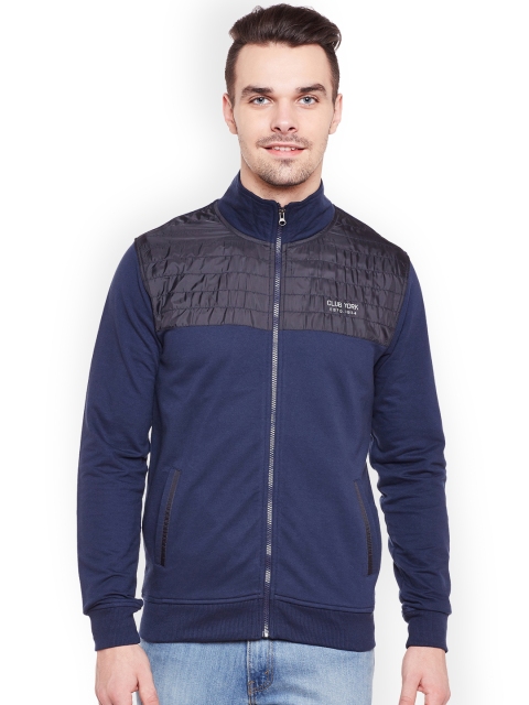 

Club York Men Navy Blue & Black Colourblocked Sweatshirt