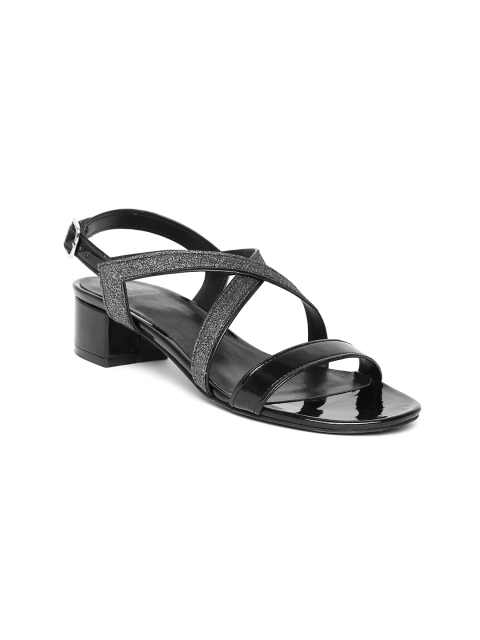

Carlton London Women Grey & Black Shimmer Sandals