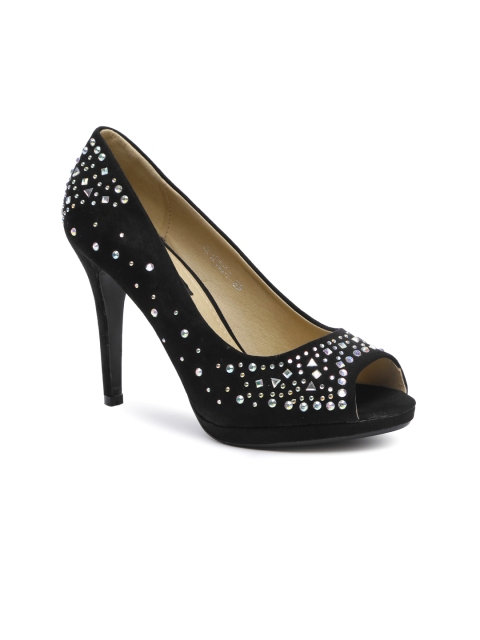 

Carlton London Women Black Embellished Peep Toes