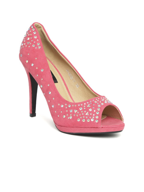 

Carlton London Women Pink Embellished Peep Toes