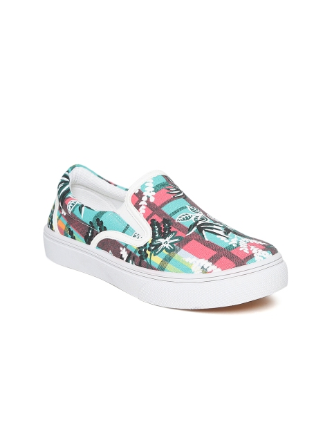 

Carlton London Women Green & Pink Floral Print Slip-On Sneakers
