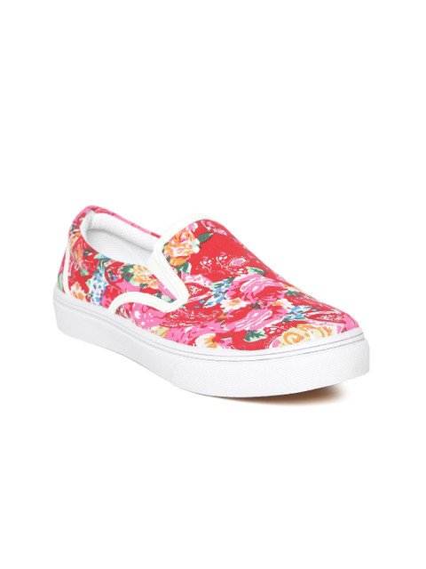 

Carlton London Women Red Floral Print Slip-On Sneakers