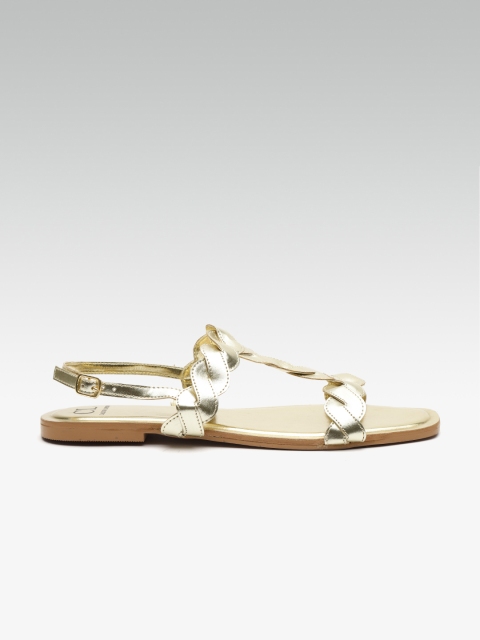 

Carlton London Women Gold-Toned Braided Open Toe Flats