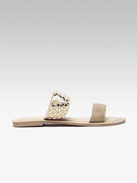 

Carlton London Women Gold-Toned Solid Open Toe Flats
