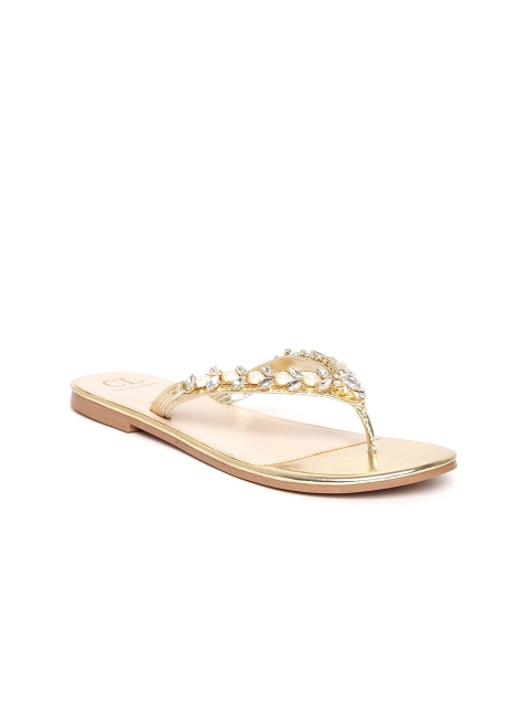 

Carlton London Women Gold-Toned Embellished Open Toe Flats