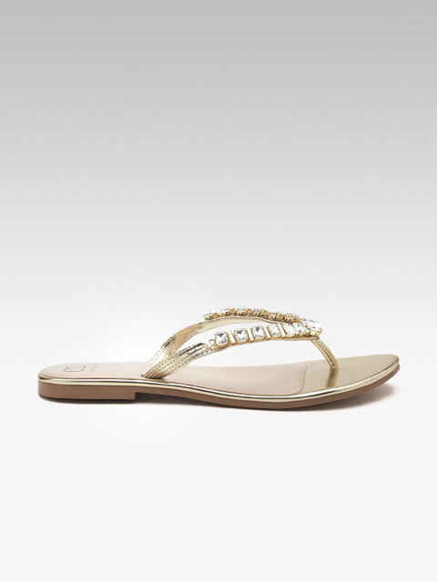 

Carlton London Women Gold-Toned Embellished Open Toe Flats