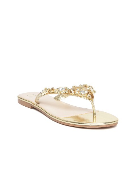 

Carlton London Women Gold-Toned Embellished Open Toe Flats