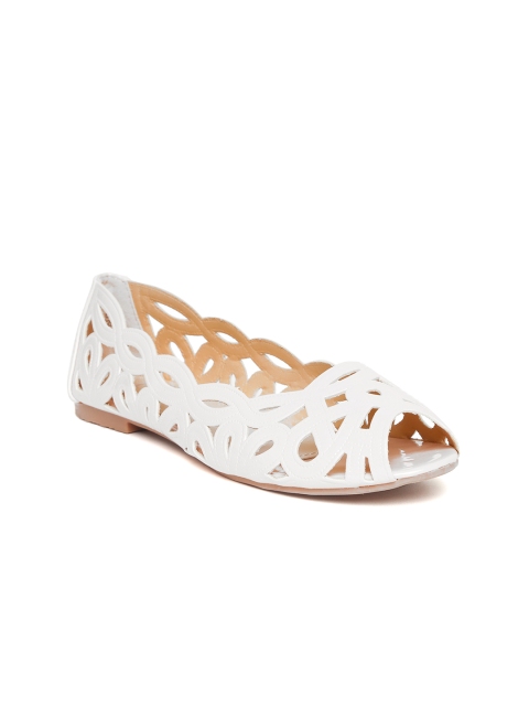 

Carlton London Women White Cut-Out Ballerinas