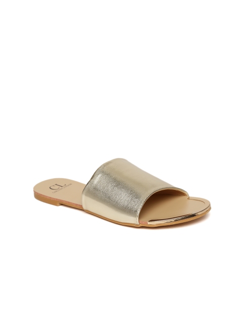 

Carlton London Women Gold-Toned Open Toe Flats