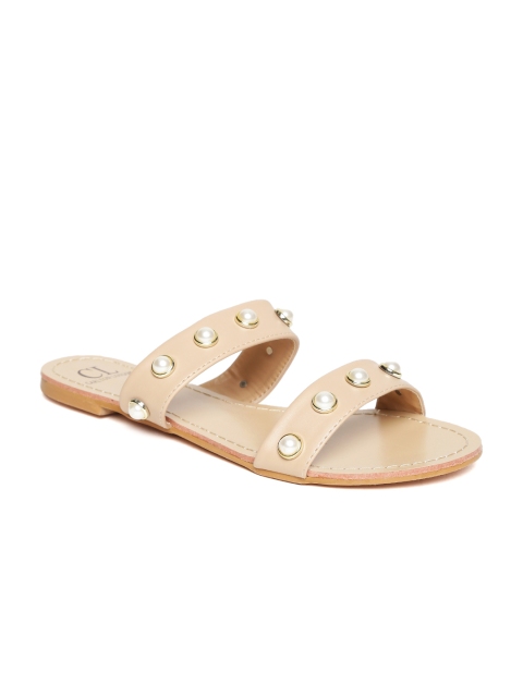 

Carlton London Women Nude-Coloured Embellished Open Toe Flats
