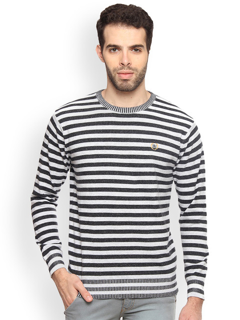 

Duke Men Off-White & Black Striped Pullover