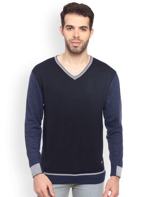 

Duke Men Blue Colourblocked Pullover
