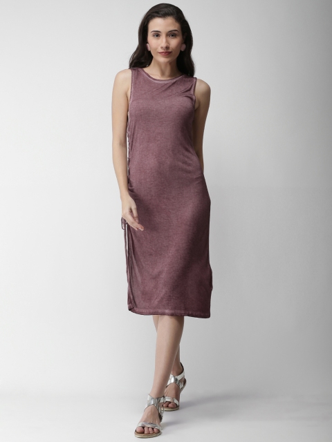 

FOREVER 21 Women Purple Solid A-Line Dress
