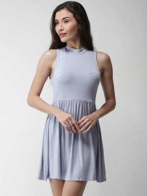 

FOREVER 21 Women Blue Solid Fit and Flare Dress