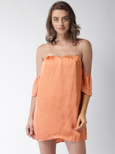 

FOREVER 21 Women Peach Solid A-Line Dress