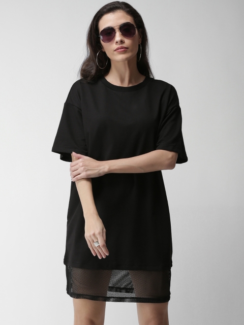 

FOREVER 21 Women Black Solid T-Shirt Dress