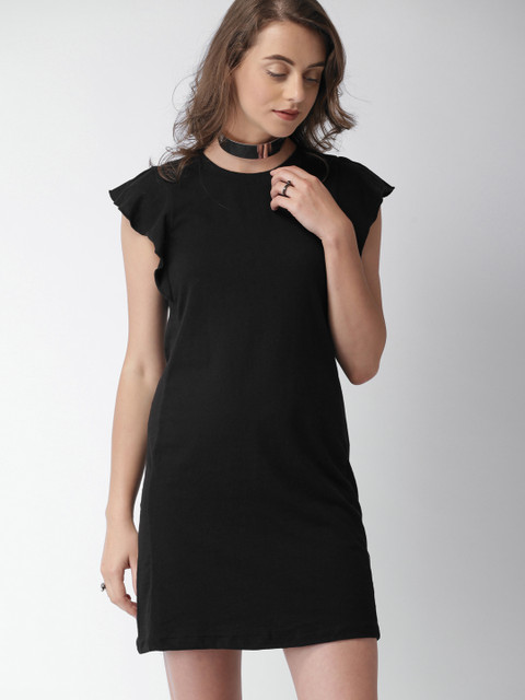

FOREVER 21 Women Black Solid A-Line Dress