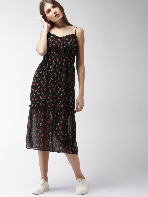 

FOREVER 21 Women Black Printed A-Line Dress