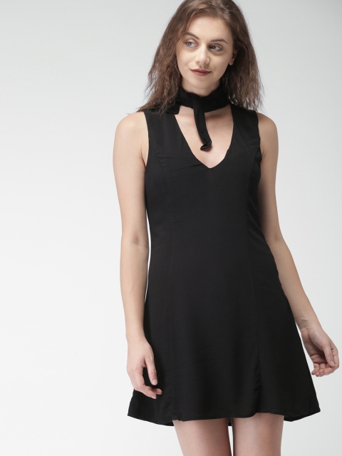 

FOREVER 21 Women Black Solid A-Line Dress