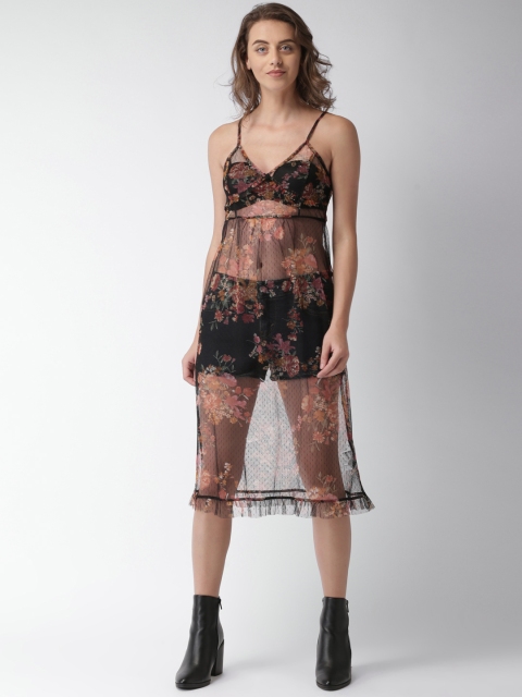 

FOREVER 21 Women Black Printed Sheer Maxi Dress