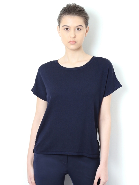 

Van Heusen Women Navy Blue Solid Top