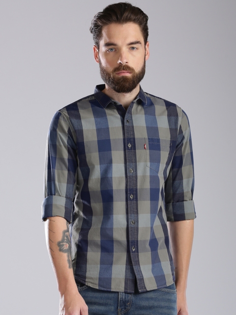 

Levis Men Blue & Grey Regular Fit Checked Casual Shirt