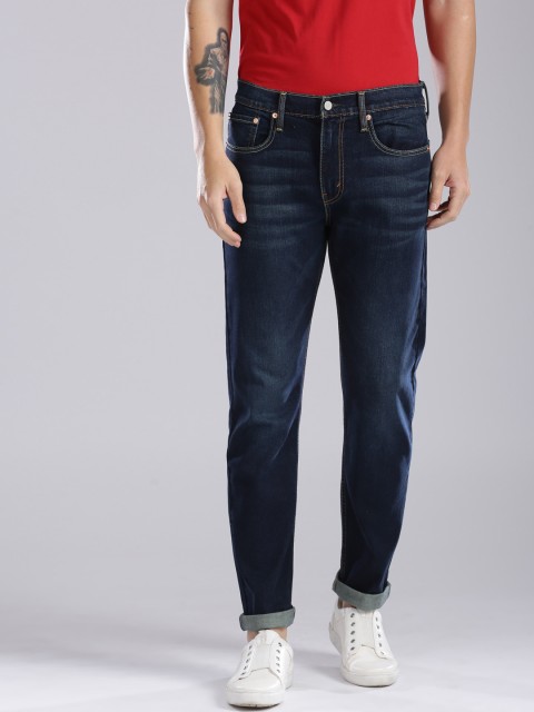 

Levis Men Blue 502 Tapered Fit Mid-Rise Clean Look Stretchable Jeans