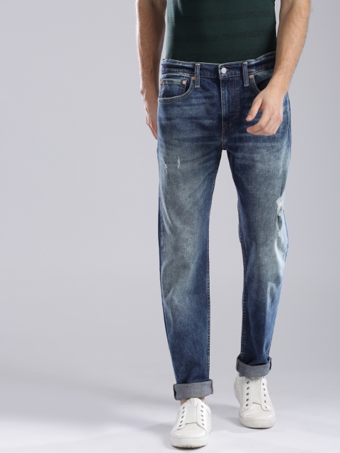 

Levis Men Blue 502 Tapered Fit Low-Rise Low Distress Stretchable Jeans