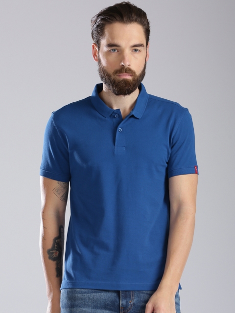 

Levis Men Blue Solid Polo Collar T-Shirt