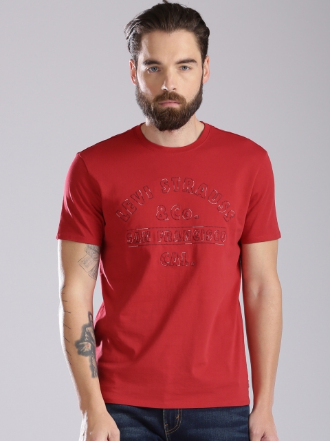 

Levis Men Red Printed Round Neck T-shirt