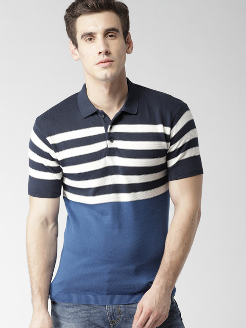 

Levis Men Blue Striped Polo Collar T-shirt