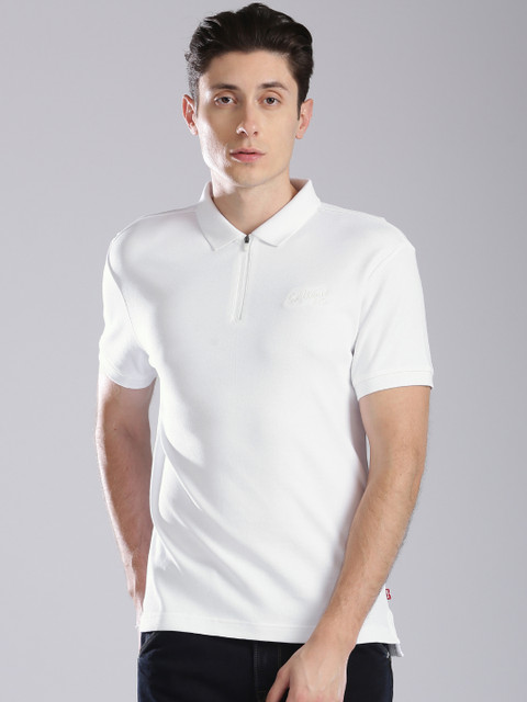 

Levis Men White Solid Polo Collar T-shirt