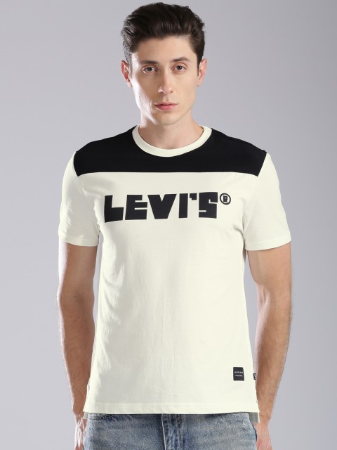 

Levis Men Off-White & Black Colourblocked Polo Collar T-shirt