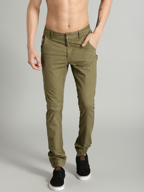 

Roadster Men Olive Green Regular Fit Solid Joggers