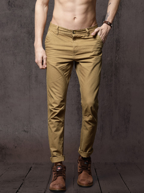 

Roadster Men Khaki Slim Fit Solid Regular Trousers
