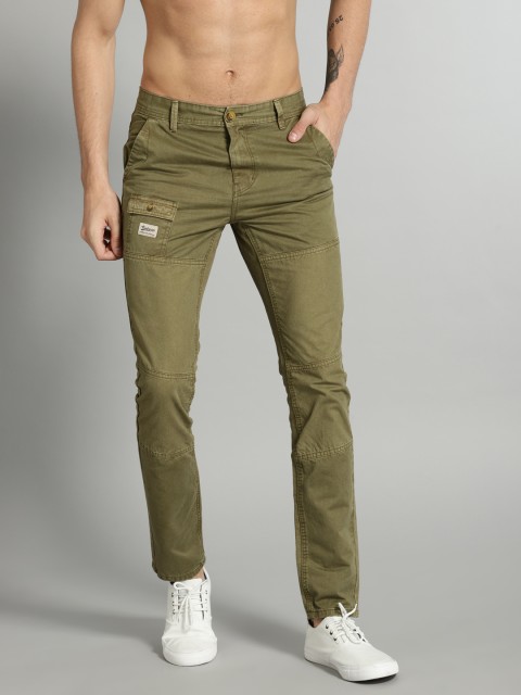 

Roadster Men Olive Green Slim Fit Solid Chinos