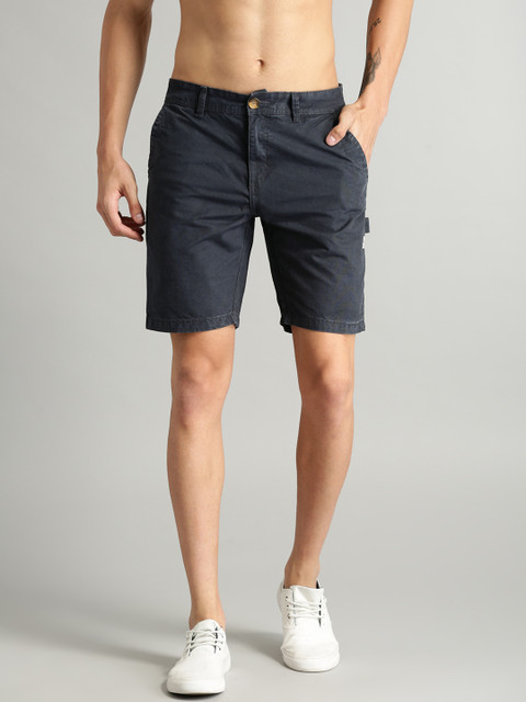 

Roadster Men Navy Blue Solid Shorts