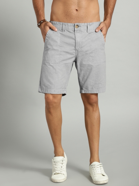 

Roadster Men Grey Solid Shorts