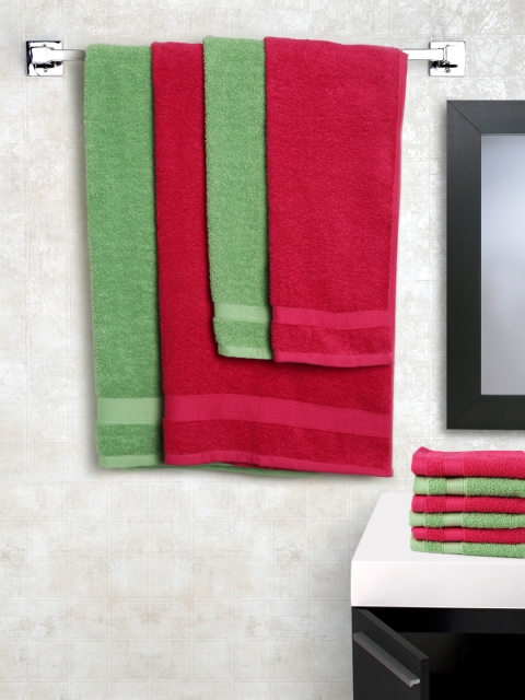 

SPACES Set of 10 Cotton 450 GSM Bath Towels, Green