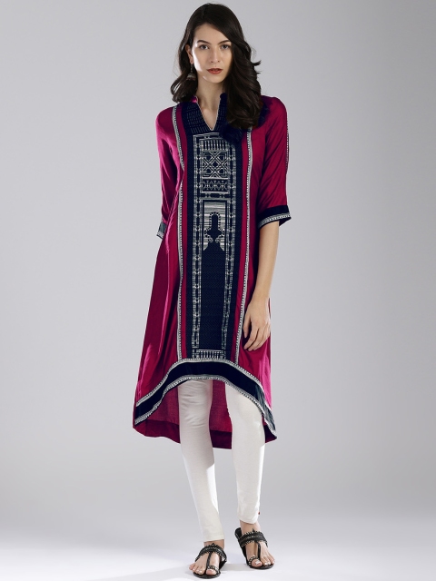 

W Women Maroon & Black Woven Design A-Line Kurta
