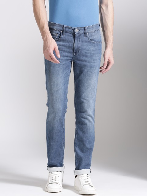 

BOSS Orange Men Blue Slim Fit Mid-Rise Clean Look Stretchable Jeans