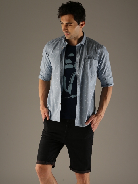 

Flying Machine Men Blue Comfort Slim Fit Printed Casual Shirt