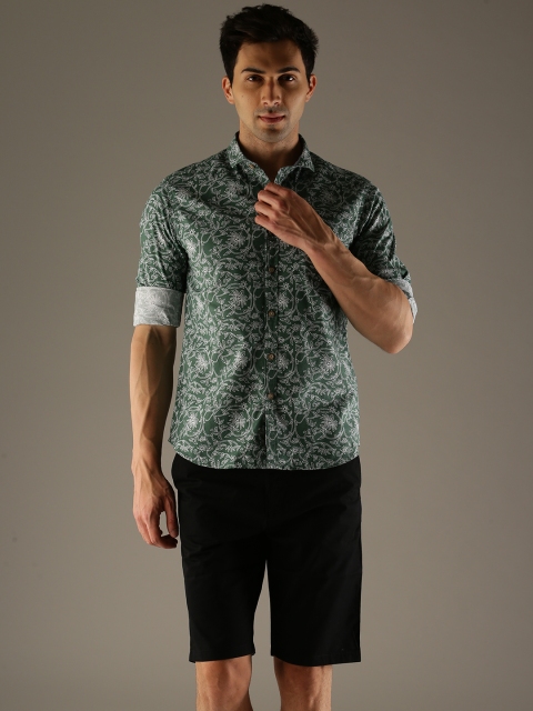 

Flying Machine Men Green & White Comfort Slim Fit Printed Casual Shirt