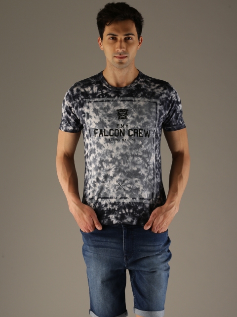

Flying Machine Men Blue Printed Round Neck T-shirt